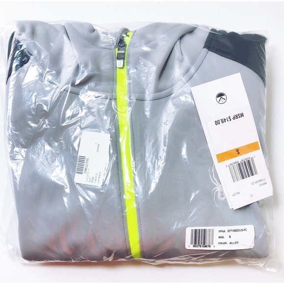Spyder Mens Gray Full Zip Up Hooded Color Block Soft Shell Track Jacket Sz S New - Picture 4 of 12